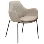 ZIMMER spisebordsstol med armlæn </br> Pebble earth bouclé fabric