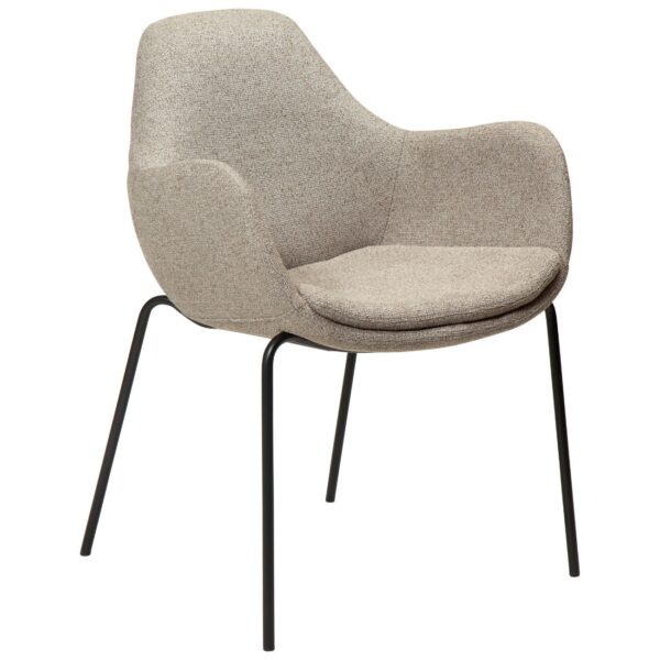 ZIMMER spisebordsstol med armlæn </br> Pebble earth bouclé fabric