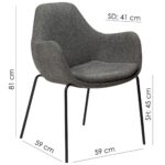 ZIMMER spisebordsstol med armlæn </br> Pebble green bouclé fabric - Billede 7