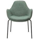 ZIMMER spisebordsstol med armlæn </br> Pebble green bouclé fabric - Billede 2