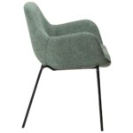 ZIMMER spisebordsstol med armlæn </br> Pebble green bouclé fabric - Billede 3