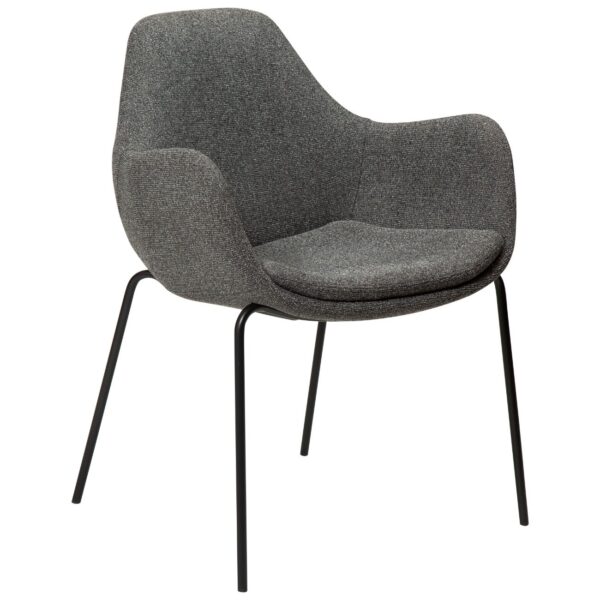 ZIMMER spisebordsstol med armlæn </br> Pebble grey bouclé fabric