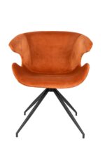 Orange velour stol - Forfra