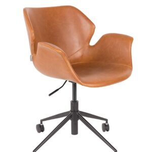Kontor drejestol i læder - brun