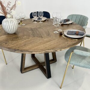 Rundt Sildebensbord med 2 tillægsplader