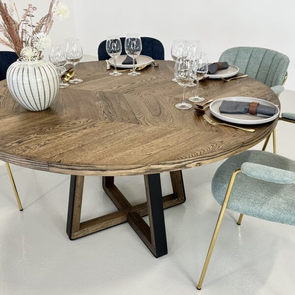 Rundt Sildebensbord med 2 tillægsplader