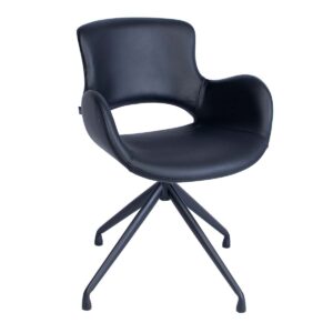 Sort læder stol med drejefunktion