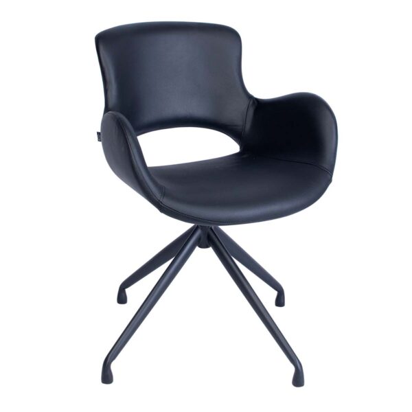 Sort læder stol med drejefunktion